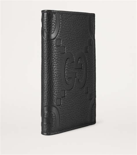 Jumbo GG passport case in black jumbo GG leather 